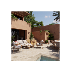 NATERIAL Gaia 4-Seater Low Lounge Set in Aluminium and Natural-Effect Resin