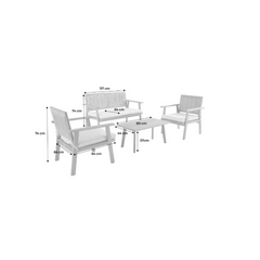 BOHEMIA 4-Seater Wood and Vertical Cane Garden Set