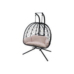 Foldable Hanging Garden Chair in Black Steel – 2 Seater
