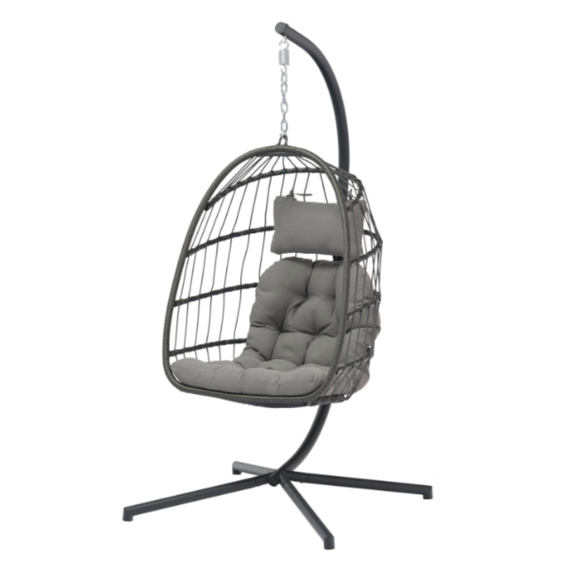 Egg-Shaped Hanging Garden Chair in Anthracite Grey Steel